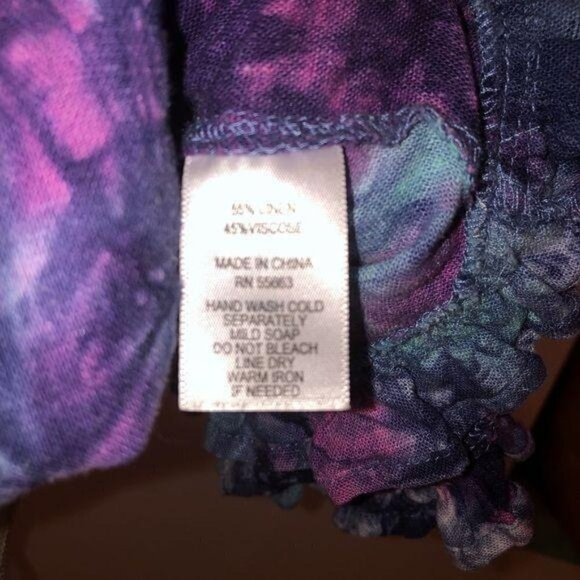 C&C California Tie Dye Top Large Womens Blue Pink Linen Blend Dolman Sleeves - Picture 5 of 8